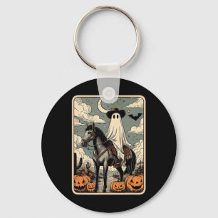 Cowboy Ghost Riding Horse Funny Tarot Card Hallowe Keychain
