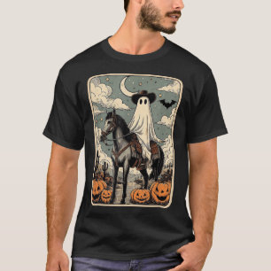 Cowboy Ghost Riding Horse Tarot Card Halloween T-Shirt