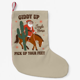 Cowboy Giddy Up Jingle Horse Pick Up Your Feet Small Christmas Stocking