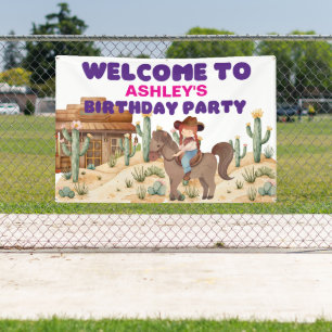Cowboy Girl on Horse Birthday Party Welcome Banner