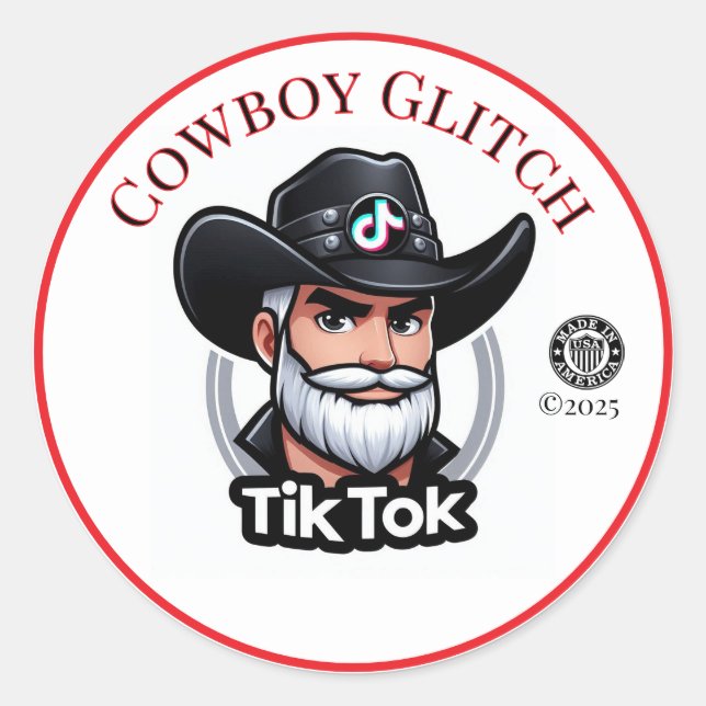 Cowboy Glitch | Round | Stickers (Front)