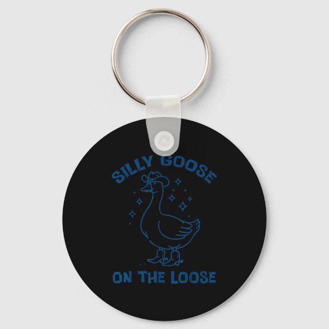 Cowboy Goose Silly On The Loose Funny Animal Men W Keychain (Front)