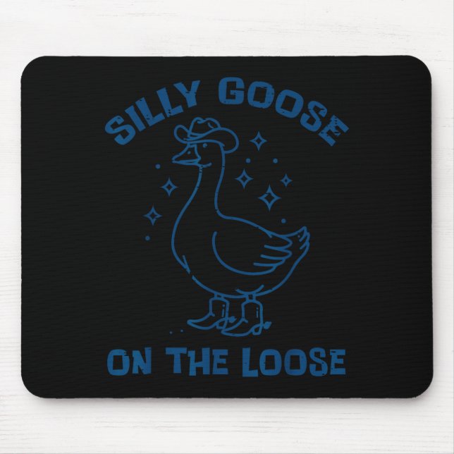 Cowboy Goose Silly On The Loose Funny Animal Men W Mouse Pad (Front)