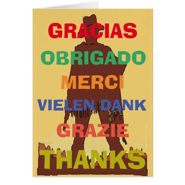 Cowboy, Gratitude in several languages,  edit text (Front)