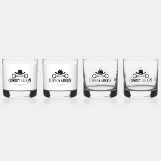 Cowboy Groom Whiskey Glass