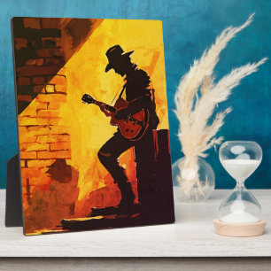 Cowboy Guitarist Wall Art – Rustic Western Musicia Plaque