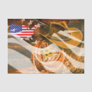 Cowboy Hat American Flag Sunrays Tissue Paper