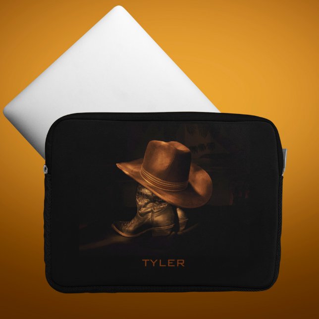 Cowboy Hat and Leather Boots Masculine Personalize Laptop Sleeve (Creator Uploaded)