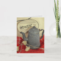 Cowboy hat and old tin enamel coffee pot birthday