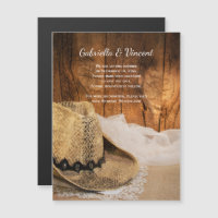 Cowboy Hat Barn Wood Western Wedding Save the Date