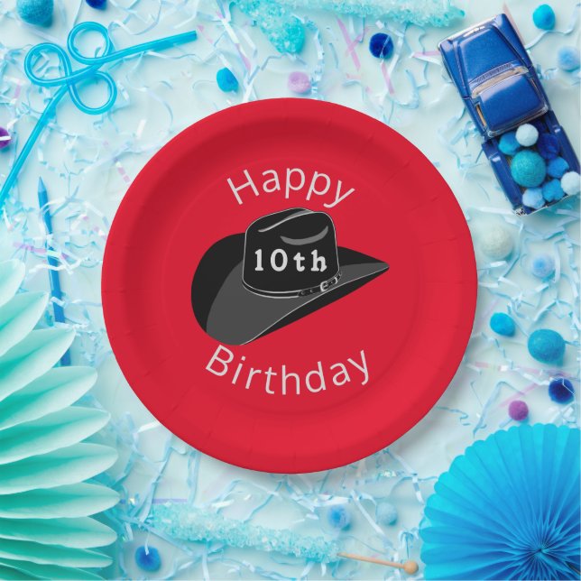 Cowboy hat birthday paper plate (Party)
