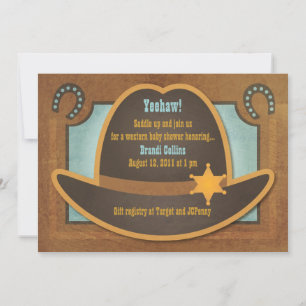 Cowboy Hat - Blue - Baby Shower Invitations