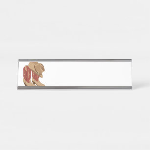 Cowboy Hat & Boots Desk Name Plate