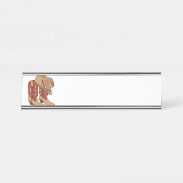 Cowboy Hat & Boots Desk Name Plate (Front)