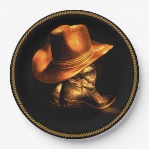 COWBOY HAT & BOOTS PAPER PLATE