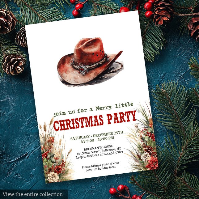 Cowboy Hat Christmas Party Digital Invite (Cowboy Hat Christmas Party Digital Invite)