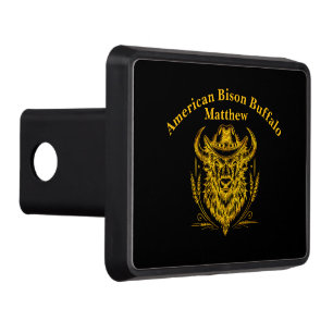 Cowboy Hat Golden Buffalo Art Trailer Hitch Cover