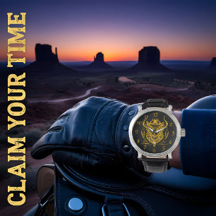 Cowboy Hat Golden Buffalo Art Watch