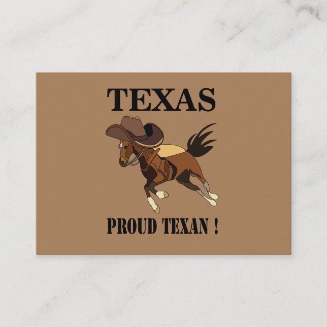 Cowboy Hat Horse Proud Texan Texas  Business Card (Front)