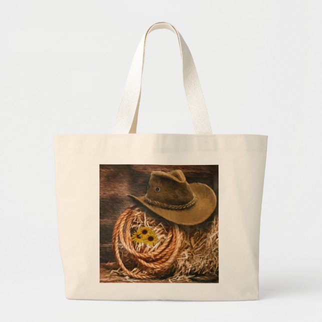 Cowboy Hat Large Tote Bag (Front)