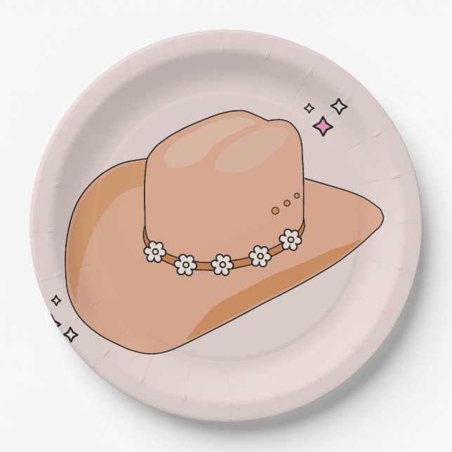 Cowboy Hat Neutral Beige Paper Plate (Front)