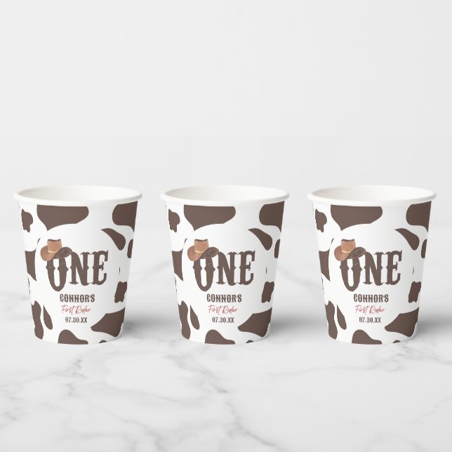 Cowboy Hat ONE First Rodeo 1st Birthday Party Paper Cups (Multi)