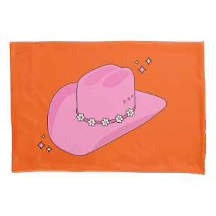Cowboy Hat Orange And Pink Pillowcase