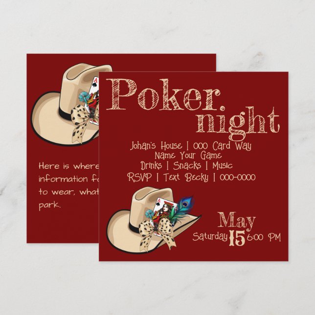 Cowboy Hat Playing Card and Peacock Feather (Front/Back)