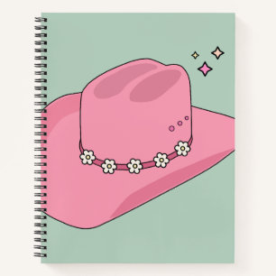 Cowboy Hat Preppy Pink And Green Notebook
