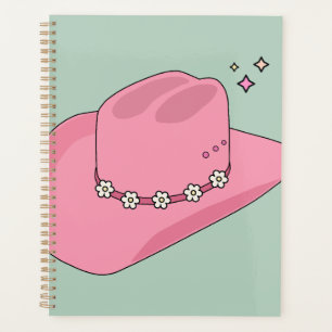 Cowboy Hat Preppy Pink And Green Planner