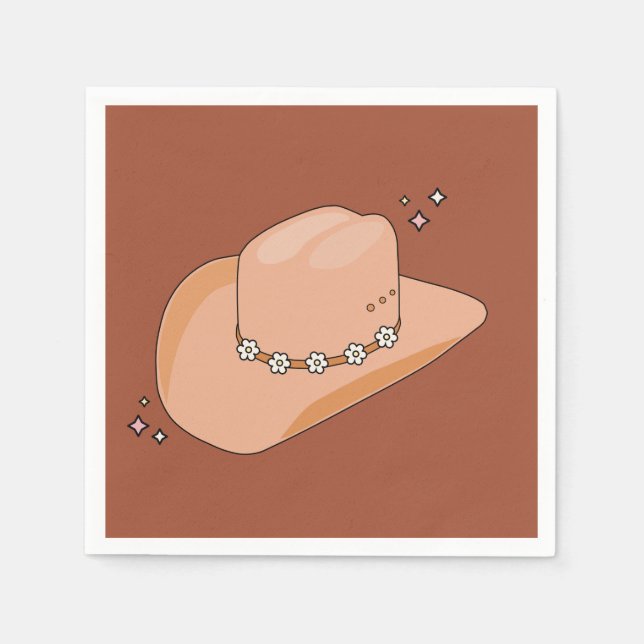 Cowboy Hat Rust Terracotta Napkin (Front)