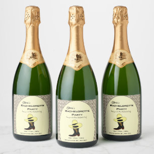 Cowboy Hat Shoes Pattern Bachelorette Party Sparkling Wine Label