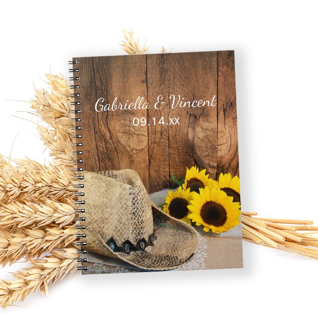 Cowboy Hat, Sunflowers, Barn Wood Country Wedding Notebook (Creator Uploaded)