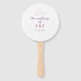 cowboy hat the wedding of couple name date purple  hand fan