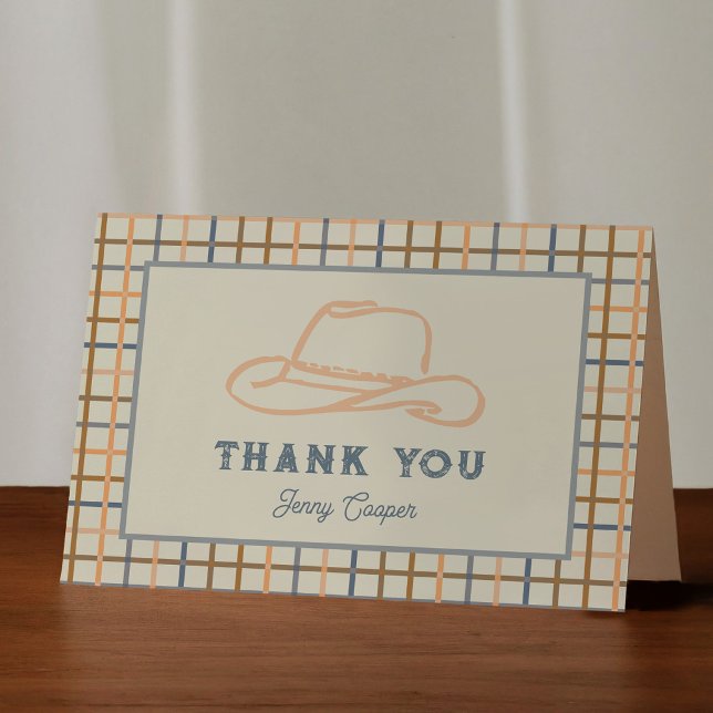 Cowboy Hat Western Gingham Thank You Card (Cowboy Hat Western Gingham Thank You Card)