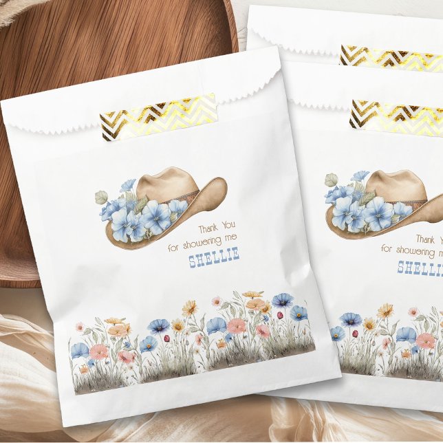 Cowboy Hat with Boho Wildflowers Western Favour Bag (Favor bags from the Boho Elephant Baby Shower Collection by Darling & May)