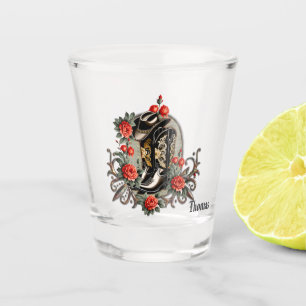 Cowboy hearts: A poem of boots and flowers. Shot Glass
