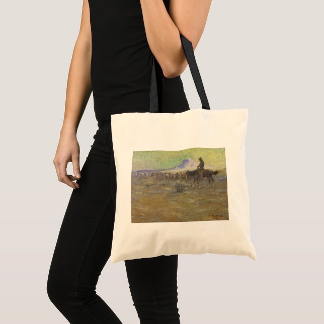 Cowboy Herding Cattle on the Range by Lon Megargee Tote Bag (Front (Product))