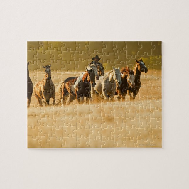 Cowboy herding horses 2 jigsaw puzzle (Horizontal)