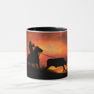 Cowboy Horse and Steer Roping Mug