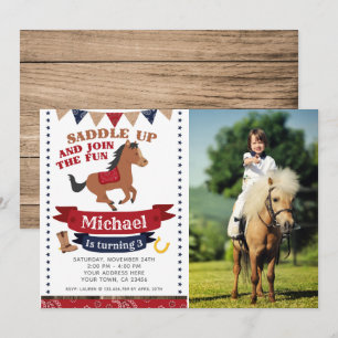 Cowboy, Horse Birthday Invitation with Photo