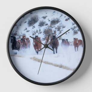Cowboy Horse Drive   Hideout Ranch Shell, Wyoming Clock