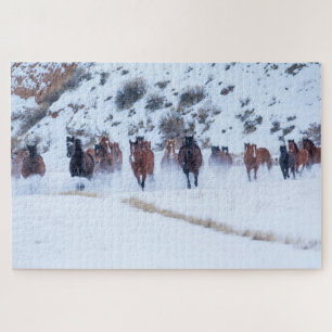 Cowboy Horse Drive   Hideout Ranch Shell, Wyoming Jigsaw Puzzle