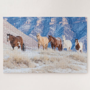 Cowboy Horse Drive on Hideout Ranch Jigsaw Puzzle