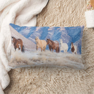 Cowboy Horse Drive on Hideout Ranch Lumbar Pillow
