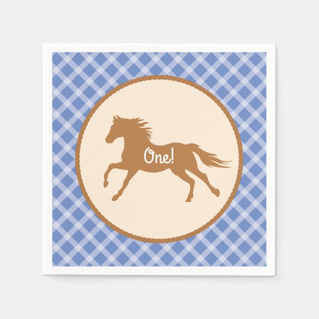 Cowboy Horse Kid's Birthday Party Theme Napkin (Front)