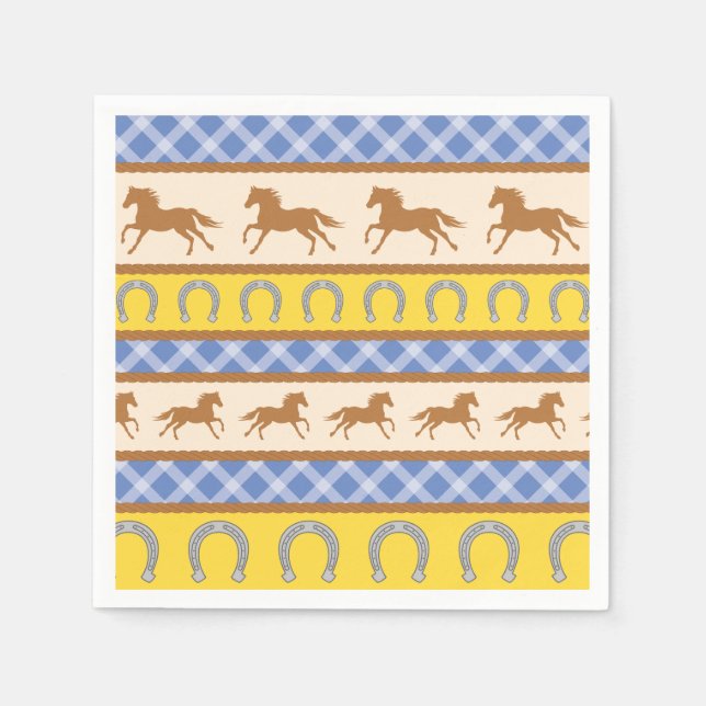Cowboy Horse Kid's Birthday Party Theme Napkin (Front)