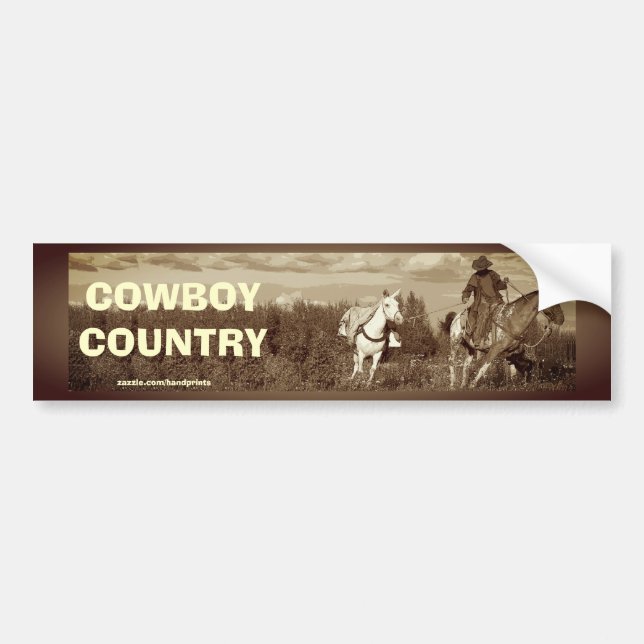 Cowboy Horse & Mule Bumper Sticker (Front)