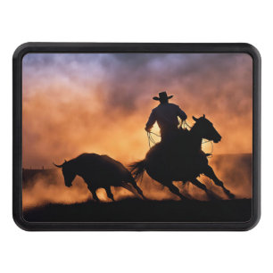 Cowboy Horse Roping Riding Steer Bull Trailer Hitch Cover