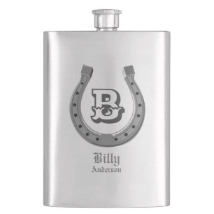 Cowboy Horse Shoe Personalized Monogram Hip Flask